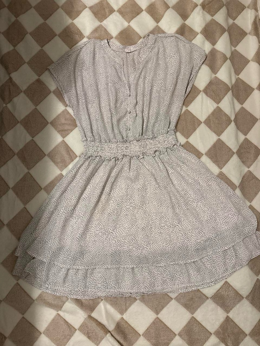 Sienna Sky White Dot Smocked Waist Mini Dress